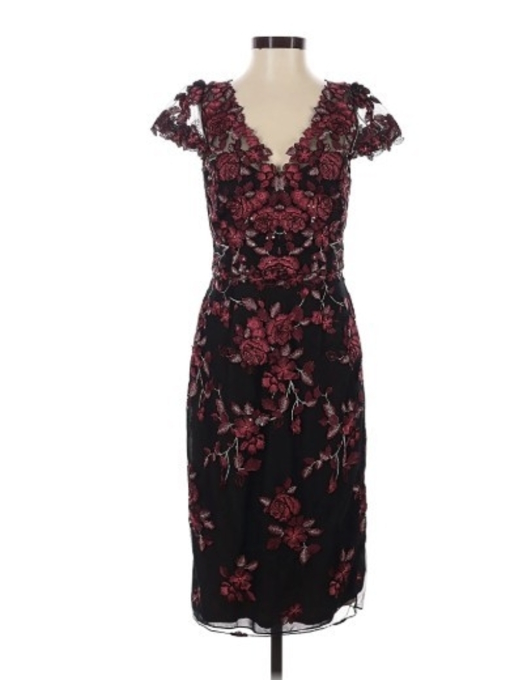 Marchesa Notte Floral Embroidered Cocktail Dress- Size 0 - Picture 1 of 13